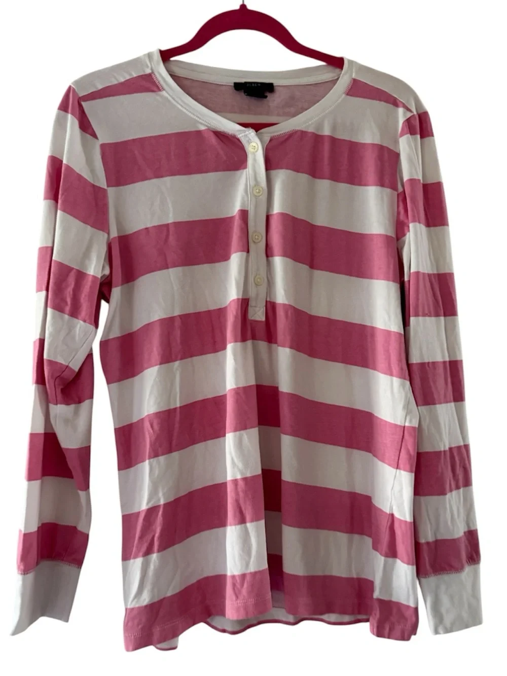 J. Crew Pink & White Striped Long-Sleeve Top